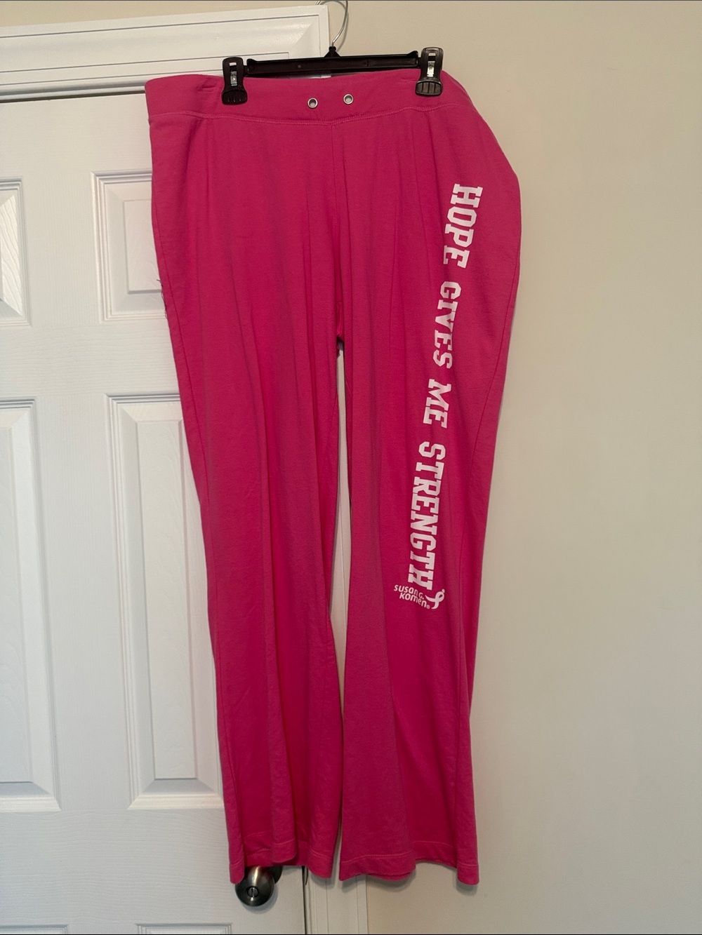 Pink Lounge Pants with "Hope Gives Me Strength" Graphic